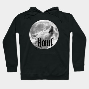 Howl, Moon With Wolf Howling Hoodie